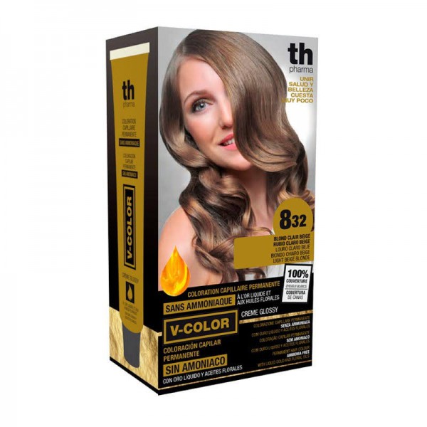 th pharma v color tinte no 832 sin amoniaco rubio claro beige